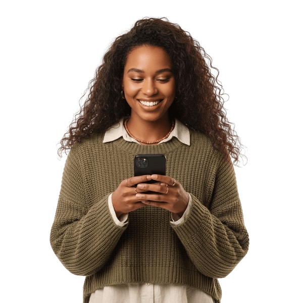 Happy student using CampoSocial